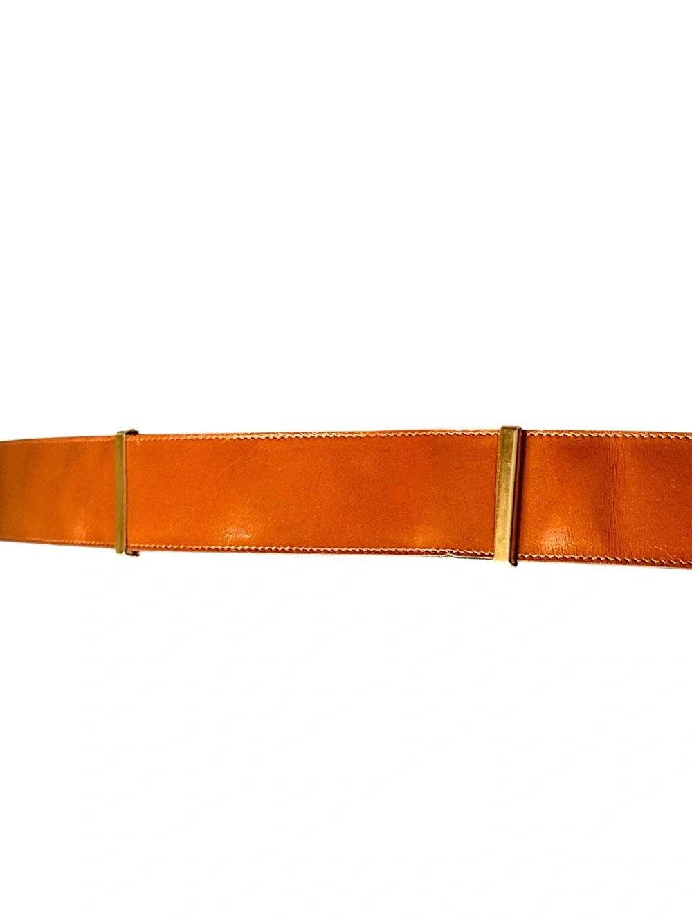 80’s Gold & Honey Brown Leather Dress Belt w/Horsebit Closure Sz 36 Argentina